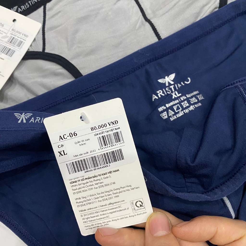 Quần lót nam Aristino cotton mềm mát cạp nhỏ CÓ LOGO cho người béo bụng ac06-