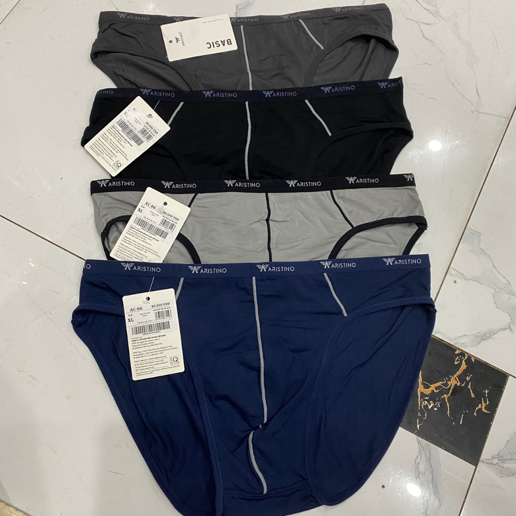 Quần lót nam Aristino cotton mềm mát cạp nhỏ CÓ LOGO cho người béo bụng ac06-