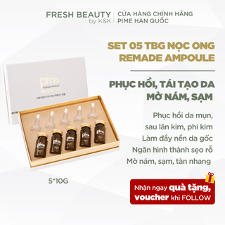 Set 5 lọ Tế bào gốc nọc ong tái tạo phục hồi chuyên sâu cho da sẹo rỗ, da treatment, nám, dầu mụn, nhạy cảm Pime Ampoule
