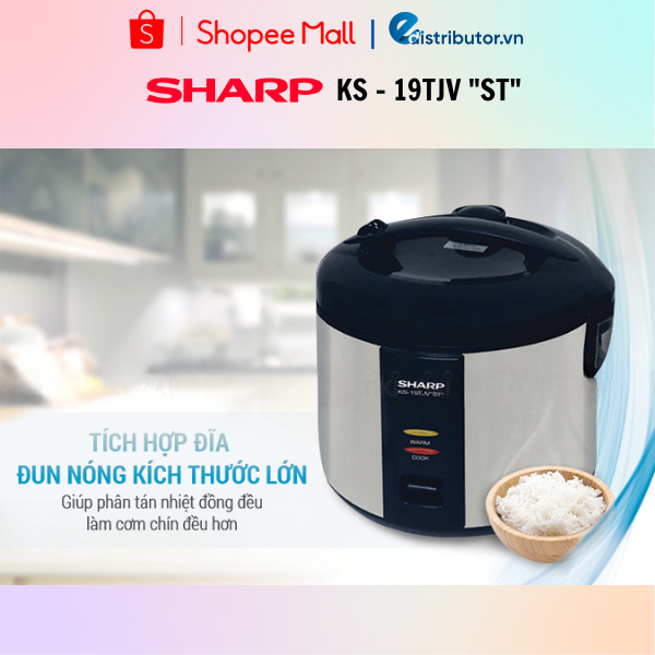 Nồi Cơm Điện Nắp Gài Sharp KS-19TJV-ST/BC - 181TJV/BM - 183TJV-CH/CR - 223TJV-CH/CR (1.8-2.2L) - Hàng chính hãng