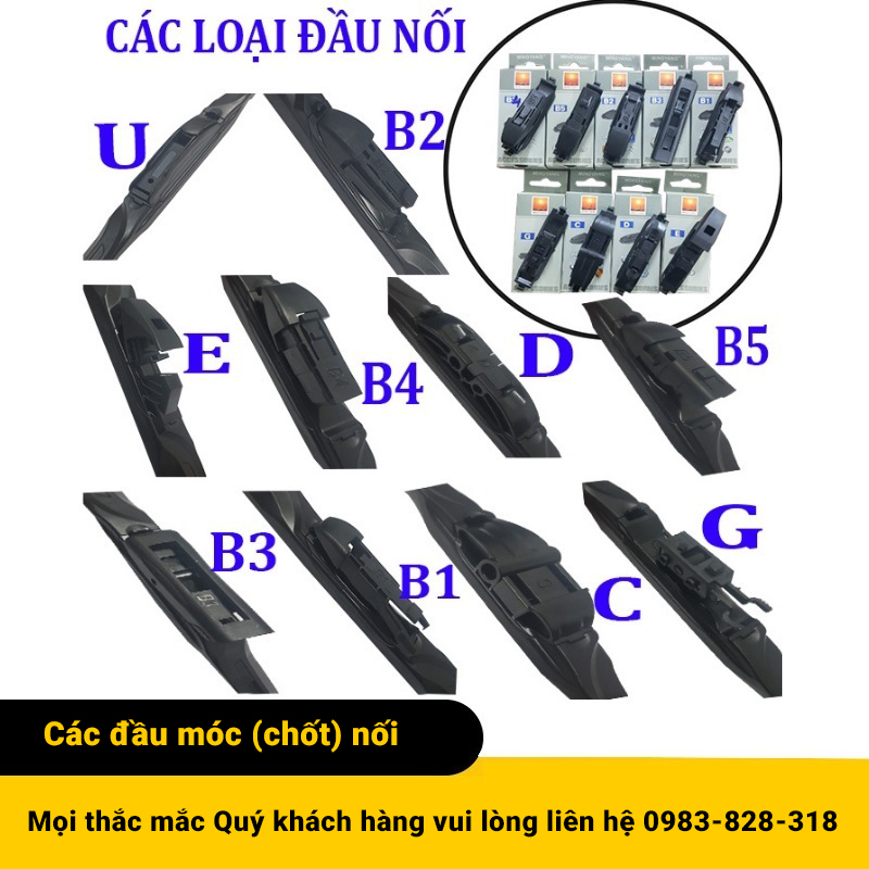 Cần gạt mưa VTS A8 Thanh Mềm lưỡi Silicone Dùng cho các dòng xe Ford, Honda, Mazda, Kia, Hyundai, Toyota - Vbibom