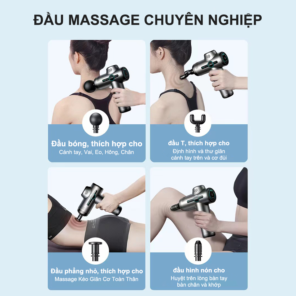 Súng Massage Livideas Rung Lưng Súng Rung Điện Thư Giãn Cơ Nhập Khẩu Chính Hãng 4 IN1 Toàn Thân Giảm Đau Nhức Cơ Toàn