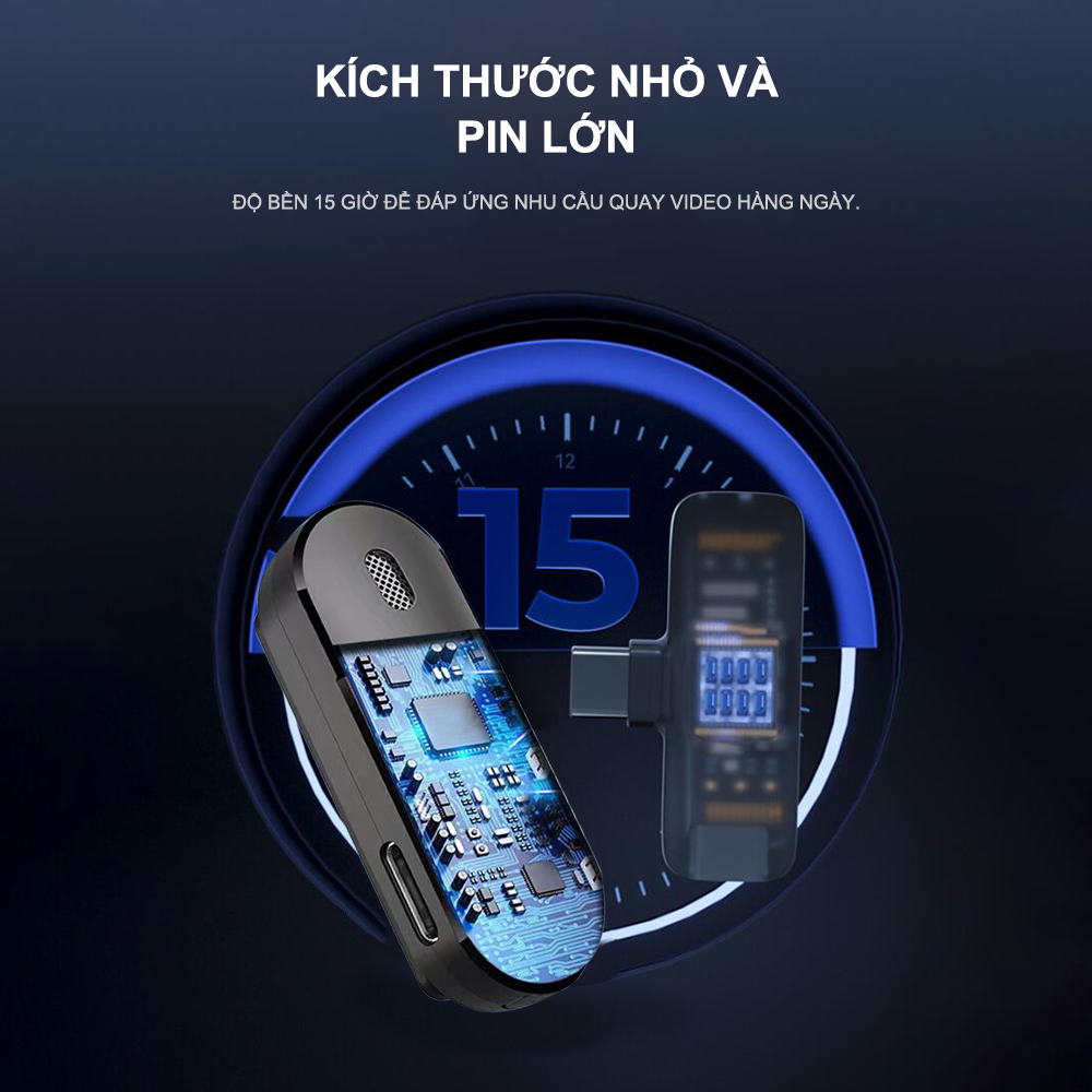 Micro không dây Lividias micro không dây cài áo cài áo lọc tạp mic livestream âm khi live/quay video/có đế sạc