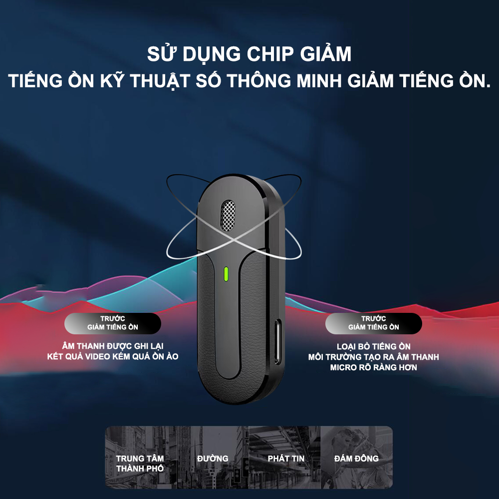 Micro không dây Lividias micro không dây cài áo cài áo lọc tạp mic livestream âm khi live/quay video/có đế sạc