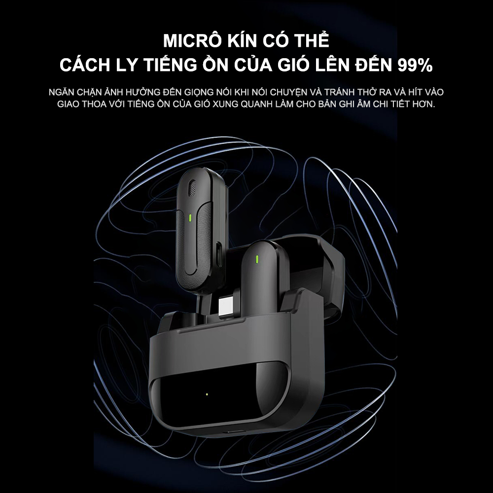 Micro không dây Lividias micro không dây cài áo cài áo lọc tạp mic livestream âm khi live/quay video/có đế sạc