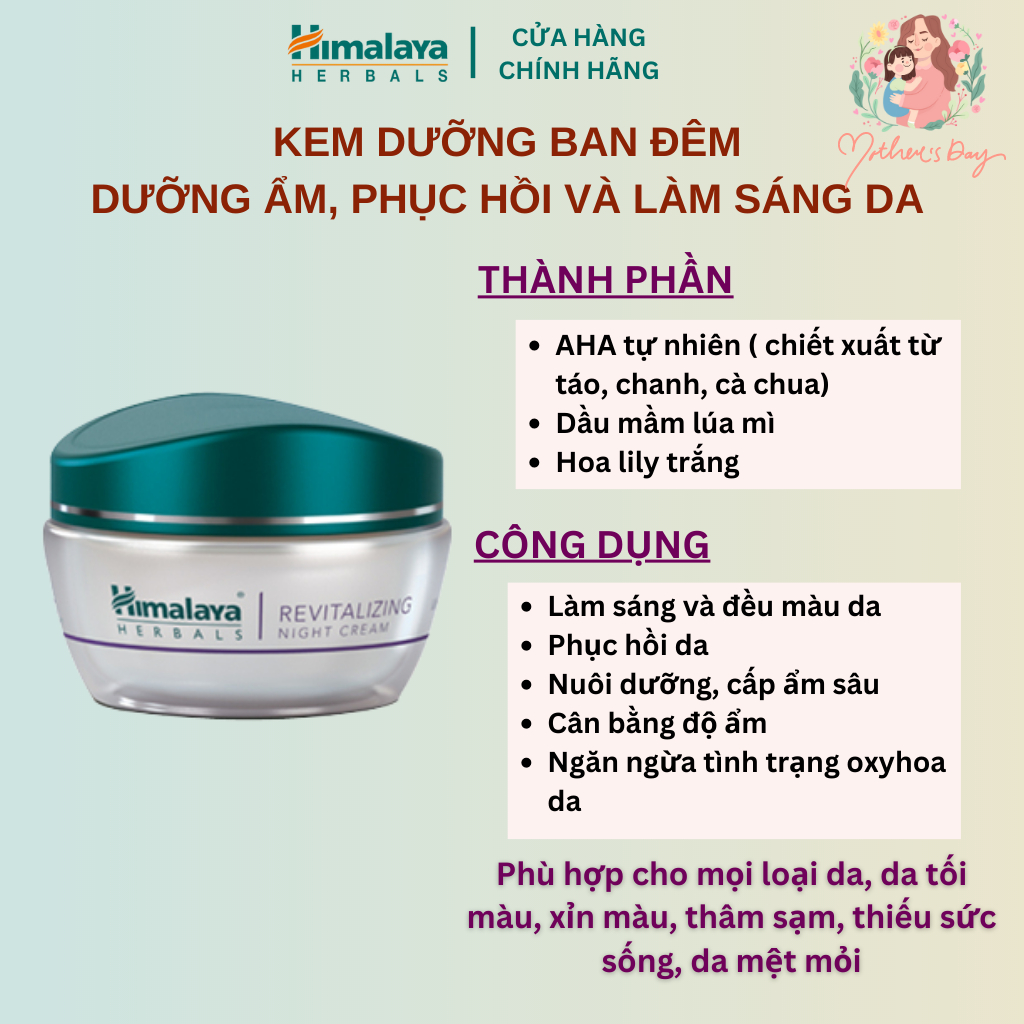 Kem dưỡng phục hồi da ban đêm Himalaya Revitalizing Night Cream 50ml