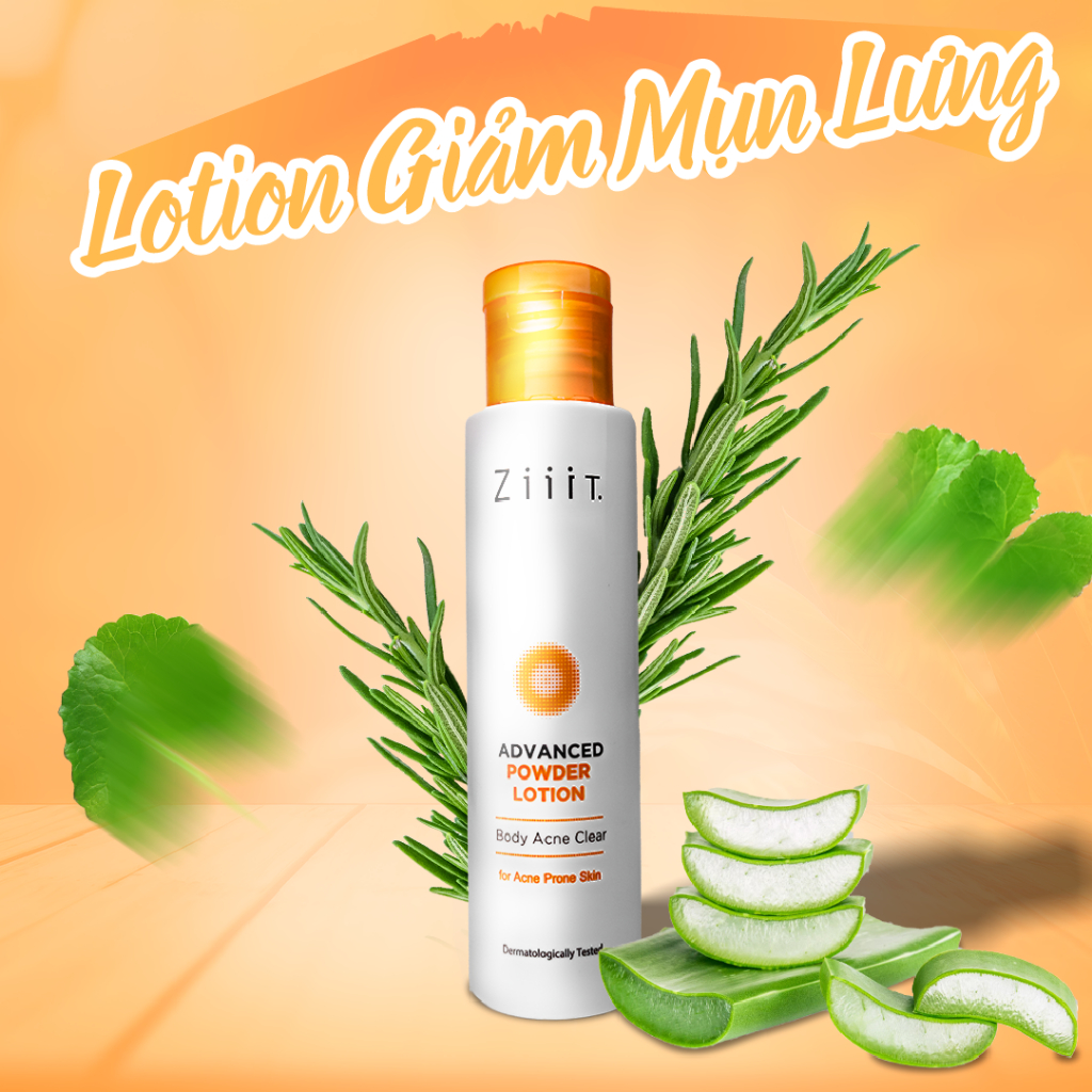 Lotion Toàn Thân Giảm Mụn Body ZIIIT ADVANCED POWDER LOTION 40ml Dưỡng Trắng Da, Ngừa Sẹo Mụn, Mụn Lưng