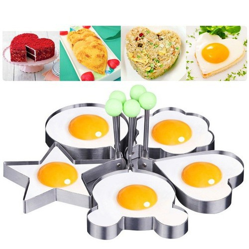 Bộ Khuôn Chiên Trứng, Làm Bánh Chất Liệu Thép Không Gỉ, Thiết Kế Nhiều Hình Dễ Thương, Giúp Bạn Sáng Tạo Trang Trí Món