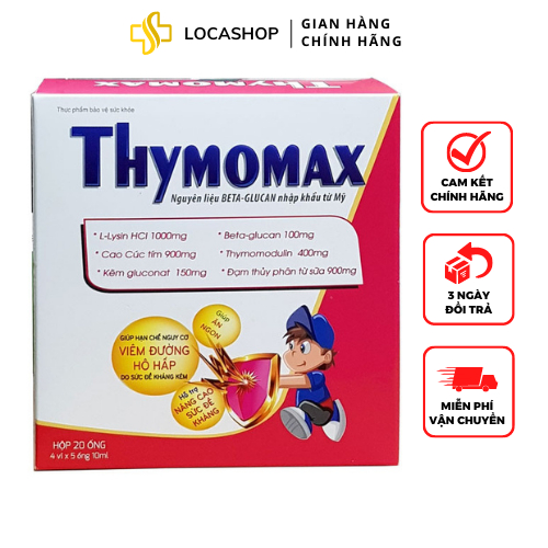 Siro Thymomax Giúp Trẻ Ăn Ngủ Ngon, Tăng Cường Sức Đề Kháng, Hạn Chế Viêm Đường Hô Hấp Hộp 20 Ống 10ml Locashop