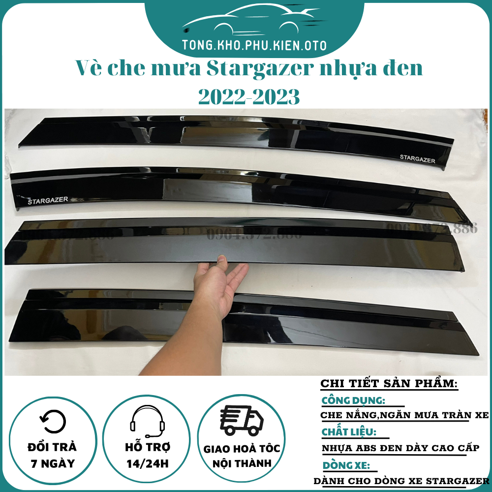 Vè Che Mưa Chỉ Inox Xe Huyndai Stargazer 2023 Mẫu Chỉ Inox Và Đen Thái Cao Cấp