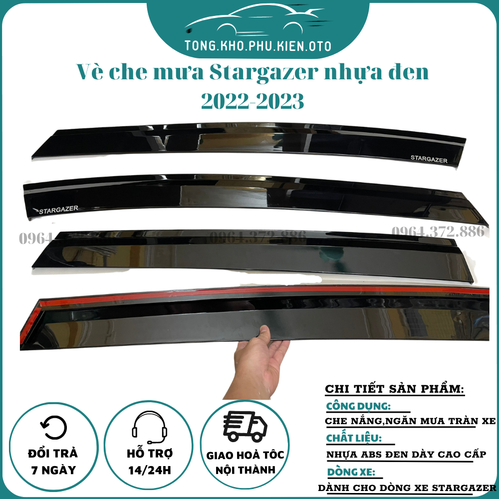 Vè Che Mưa Chỉ Inox Xe Huyndai Stargazer 2023 Mẫu Chỉ Inox Và Đen Thái Cao Cấp