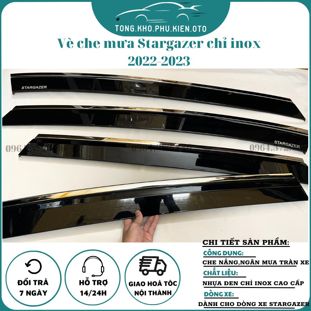 Vè Che Mưa Chỉ Inox Xe Huyndai Stargazer 2023 Mẫu Chỉ Inox Và Đen Thái Cao Cấp