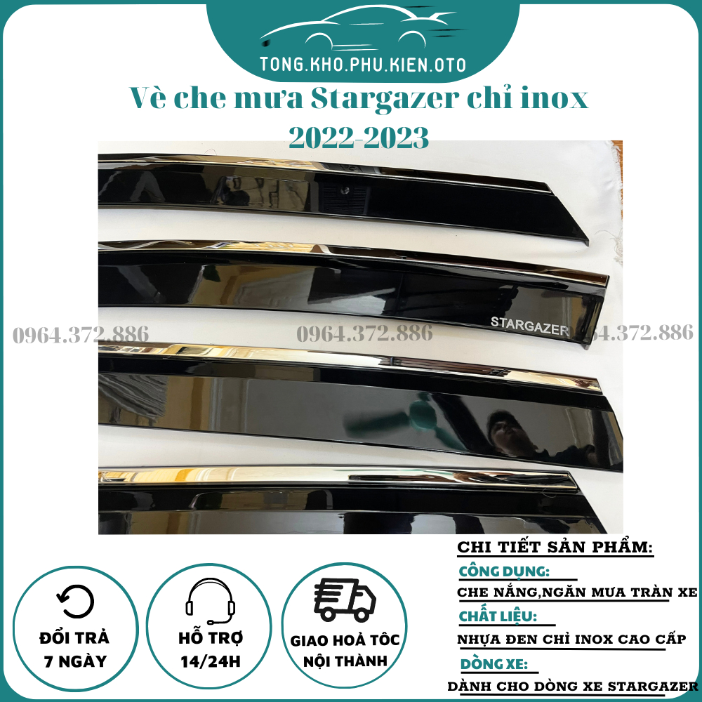 Vè Che Mưa Chỉ Inox Xe Huyndai Stargazer 2023 Mẫu Chỉ Inox Và Đen Thái Cao Cấp