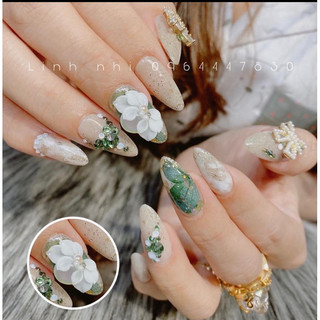 Hoa bột -đá mắt mèo ôm móng hoa đá