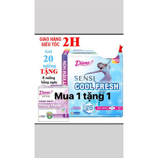 Combo 4 gói Băng vệ sinh Diana Sensi Cool Fresh Siêu Mỏng Cánh Gói 20 tặng 2 miếng 29cm