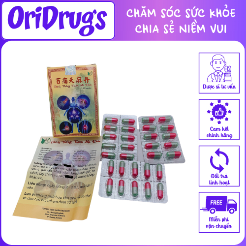 Bách Thống Thiên Ma Đơn hộp 30 viên (viên thuốc có in chữ) Malaysia, hỗ trợ đau thần kinh tọa, v.i.ê.m đa khớp, vai gáy