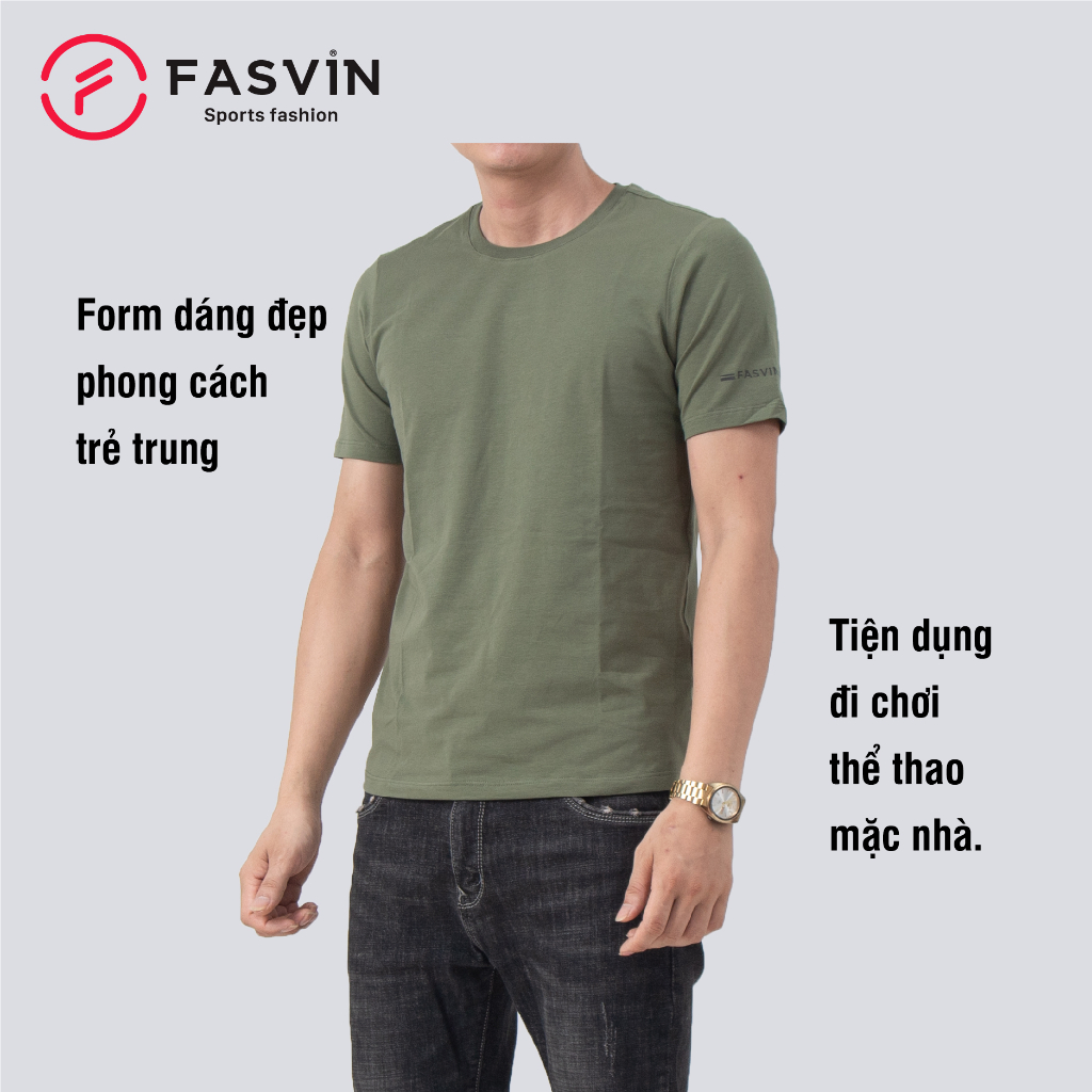 Combo 03 Áo Thun nam FASVIN TS20218.1.HN chất Vải COOTON Mềm Mại thấm hút mồ hôi không bai không xù