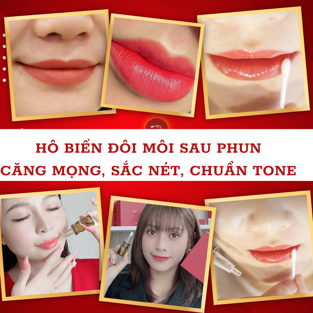 Tinh chất dưỡng kích màu môi sau phun xăm Vieskin GoldShine, collagen tươi kích màu sắc nét, tự nhiên, căng bóng, 7ml