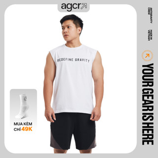 Áo thun tanktop nam AGCR ba lỗ thun cotton cao cấp 4 chiều dáng regular REDEFINE GRAVITY SLEEVELESS - WHITE