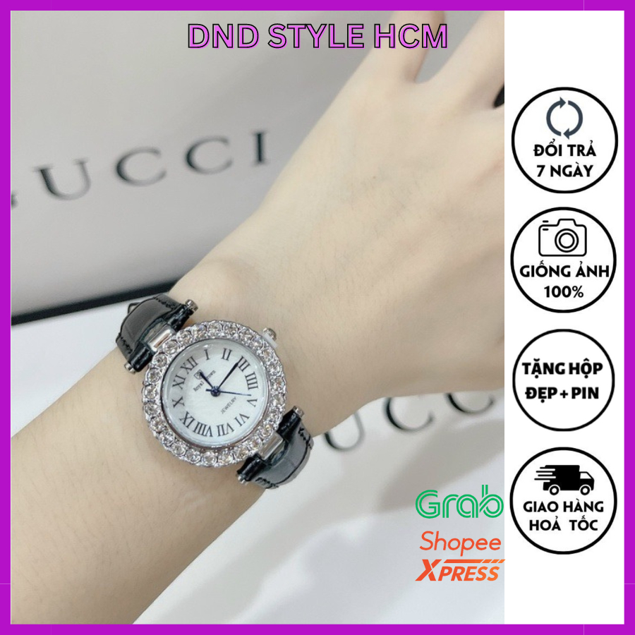 Đồng hồ nữ Royal. dây da, đồng hồ nữ dây da đẹp đính đá viền mặt chất bền bỉ nhẹ nhàng nữ tính cực xinh -Dnd Style