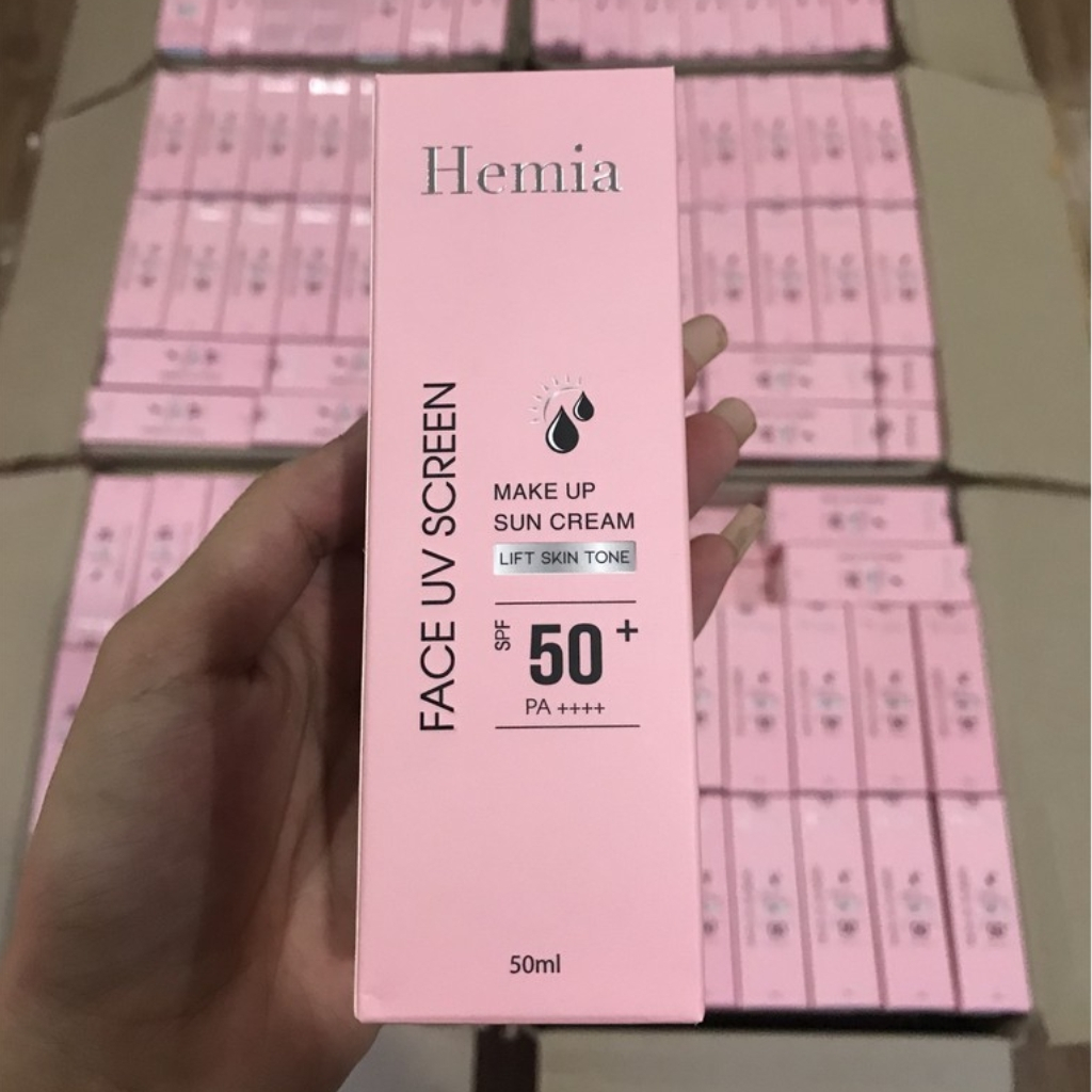 Kem Chống Nắng Hemia Hàn Quốc 50ml Chính Hãng nâng tone trắng da kiềm dầu cho mọi loại da