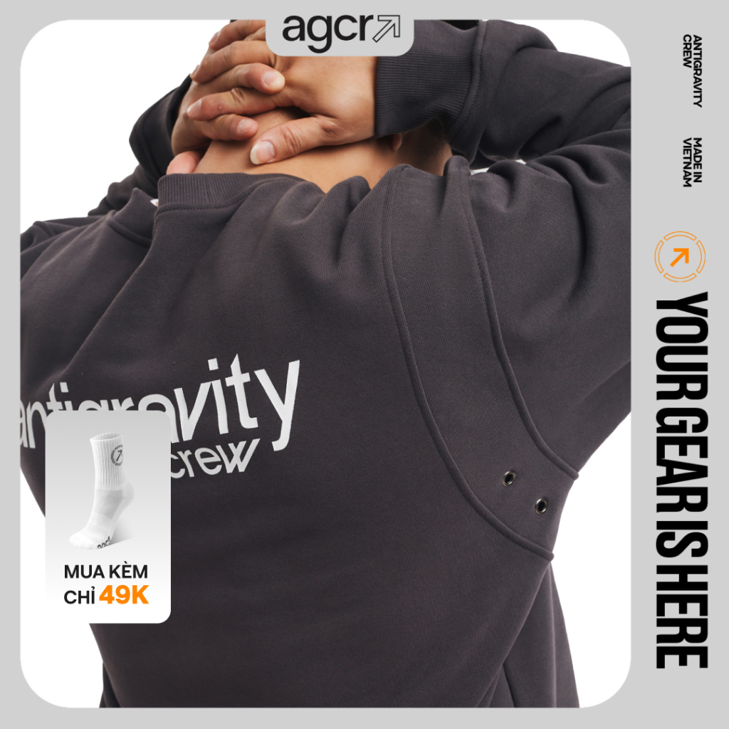 Áo thun nỉ tay dài nam AGCR áo cơ bản co giãng thoáng mát in logo cao cấp Airflow Sweater - gray