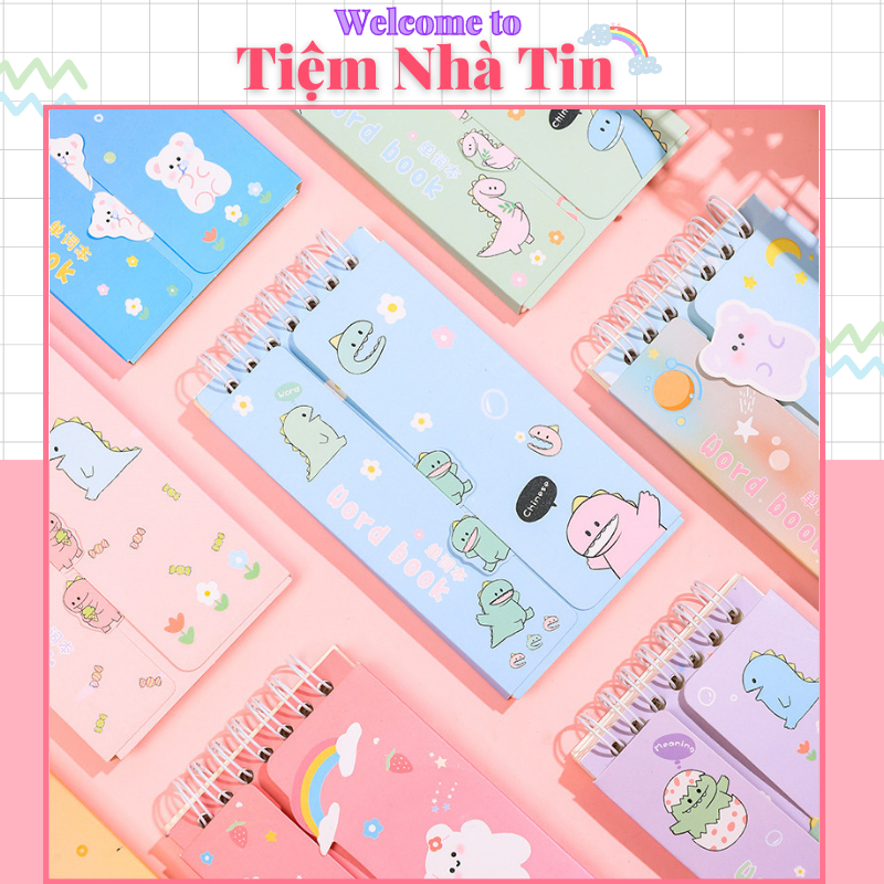 Sổ Tay Cute 80 Trang Học Từ Vựng, Cấu Trúc Tiếng Anh, Trung, Nhật, Sổ Ghi Chú Nhiều Mẫu Xinh Xắn Tiệm Nhà Tin