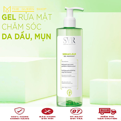 Sữa rửa mặt SVR chứa PHA dành cho da hỗn hợp, da dầu mụn SVR Sebiaclear Gel Moussant