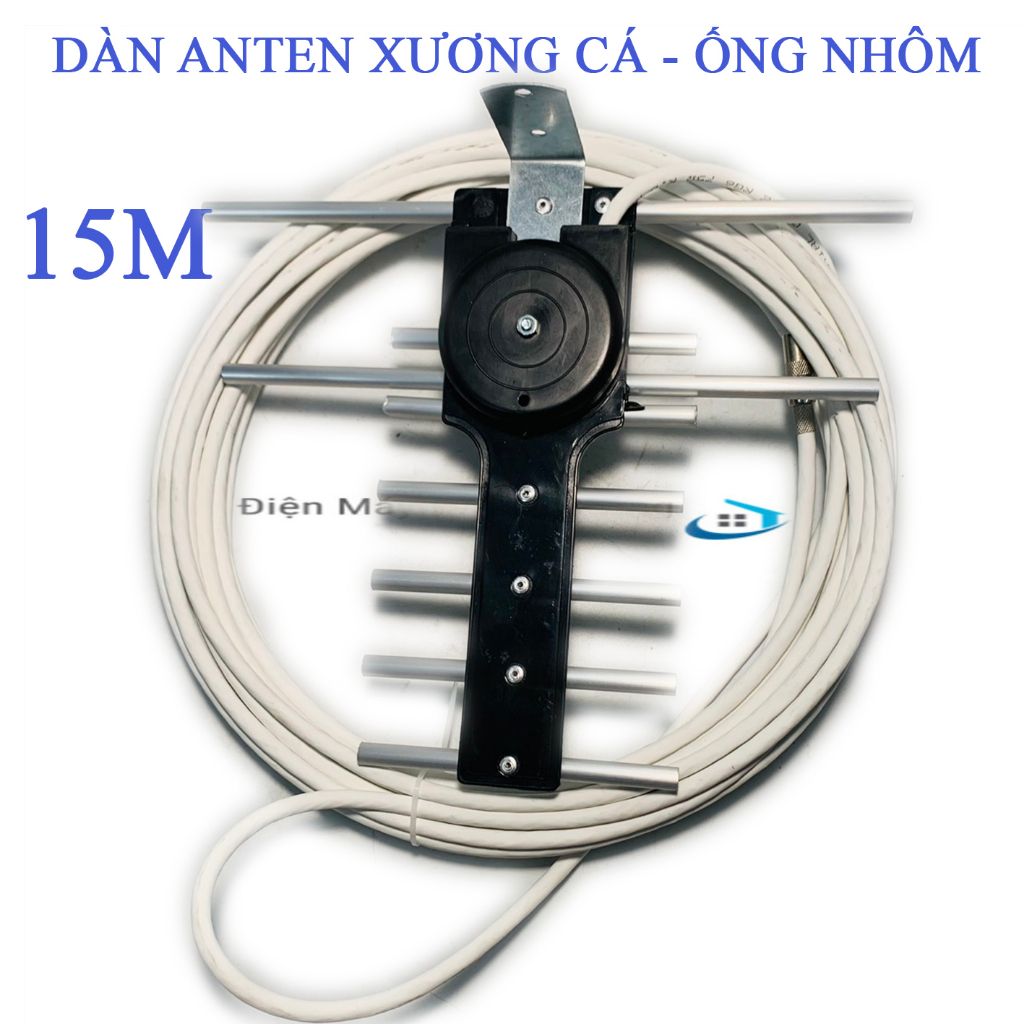 Dàn Anten thông minh cho tivi và thu sóng đầu KTS DVB - T2 ( 15m dây và 1 đầu cắm) - Dàn anten xương cá