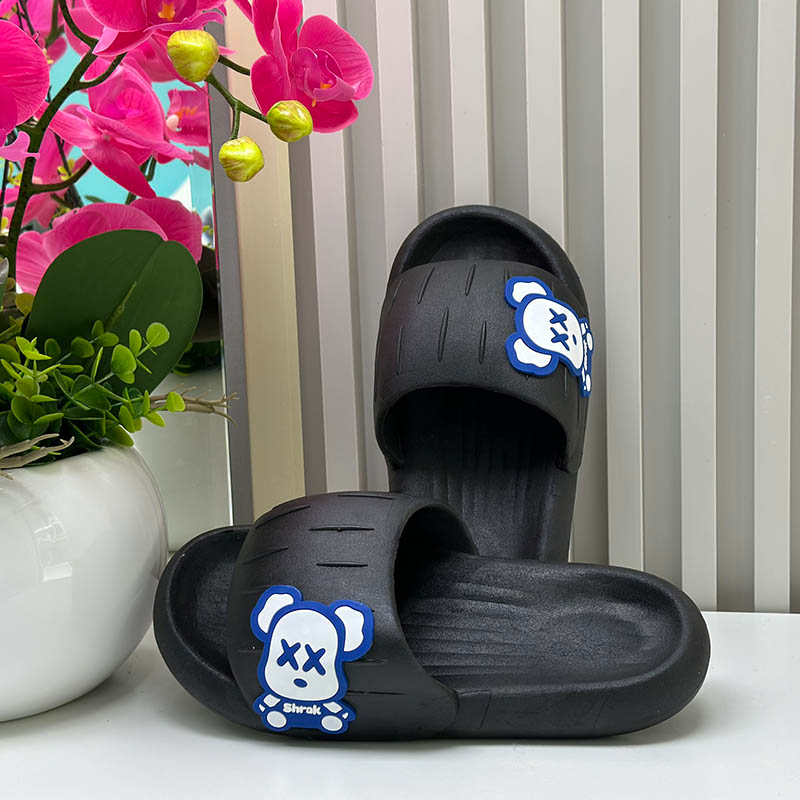 Dép đế bánh mì nam nữ quai ngang siêu nhẹ, siêu êm chân chống thấm nước cao 3cm - Đen