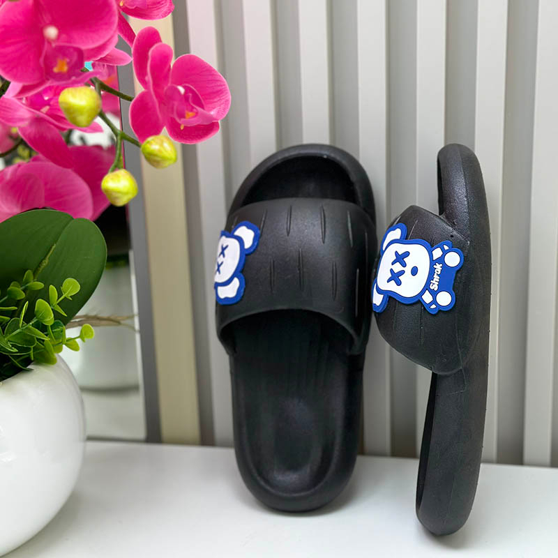 Dép đế bánh mì nam nữ quai ngang siêu nhẹ, siêu êm chân chống thấm nước cao 3cm - Đen