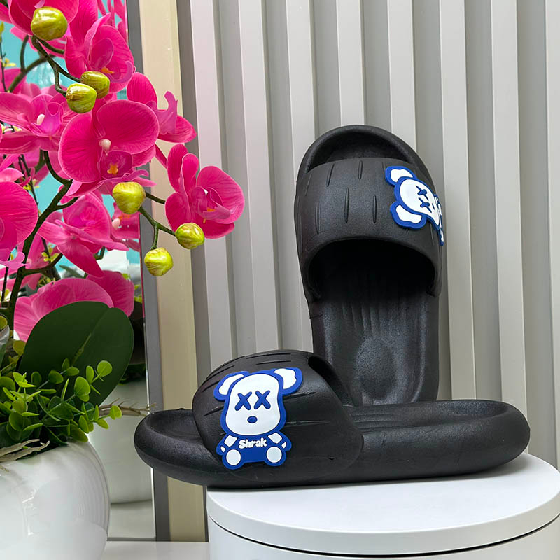 Dép đế bánh mì nam nữ quai ngang siêu nhẹ, siêu êm chân chống thấm nước cao 3cm - Đen