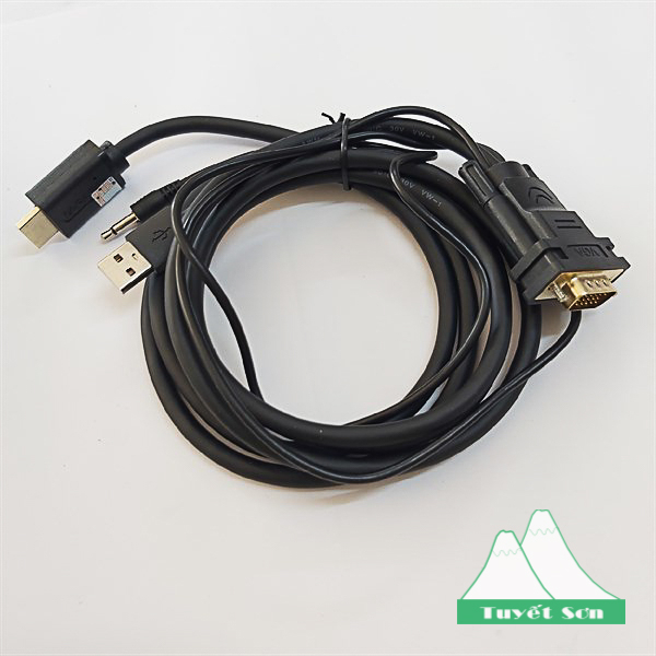 Cáp Chuyển VGA ra HDMI +USB Audio 1.8m, Hỗ Trợ 1080P, 720P