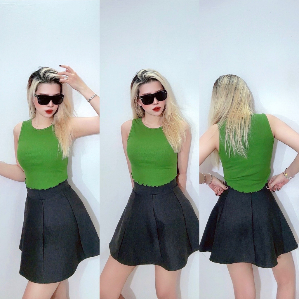 Áo sát nách nữ cổ tròn thun cotton trơn thoải mái, co dãn 4 chiều, Croptop nhiều kiểu