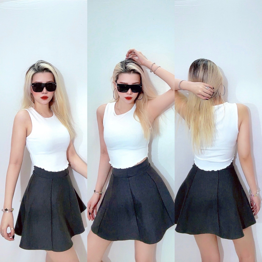 Áo sát nách nữ cổ tròn thun cotton trơn thoải mái, co dãn 4 chiều, Croptop nhiều kiểu