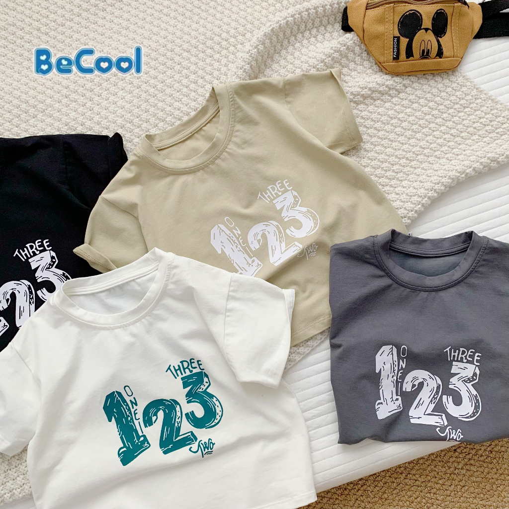 Áo Bé Trai Cộc Tay BECOOL In Số 123 Chất Cotton Cao cấp Co Giãn 4C, Thấm Hút Mồ Hôi Tốt Cho Bé Từ 10-26kg