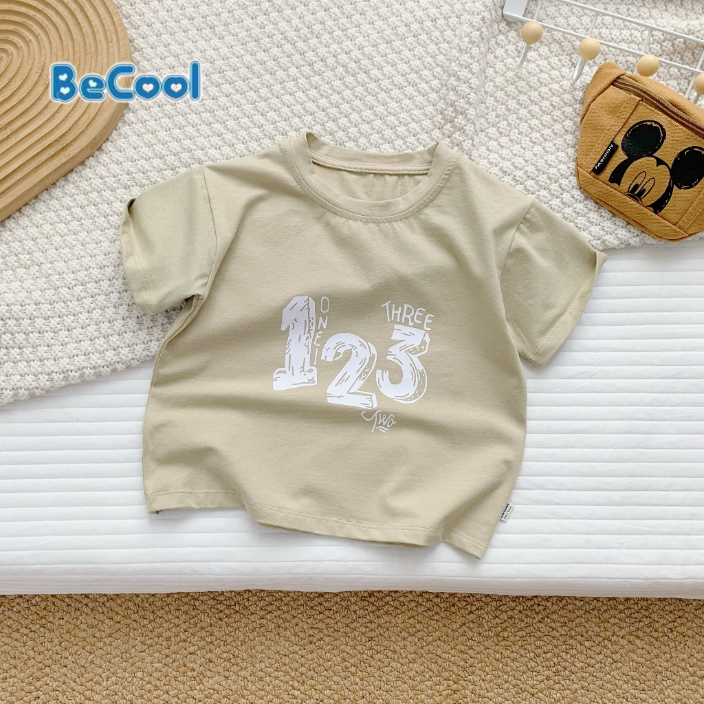 Áo Bé Trai Cộc Tay BECOOL In Số 123 Chất Cotton Cao cấp Co Giãn 4C, Thấm Hút Mồ Hôi Tốt Cho Bé Từ 10-26kg