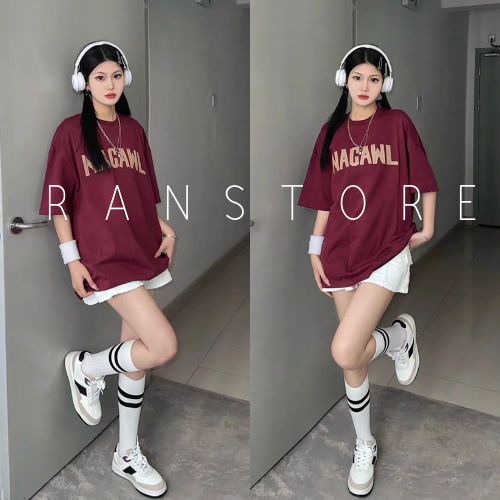 Áo phông NAGAWL chất cotton tay lỡ màu sắc đơn giản, áo thun nam nữ basic oversize phong cách Hàn Quốc ranstore