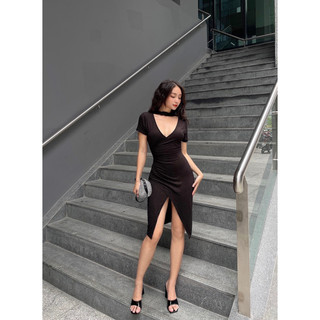Milan Body Dress - đầm thun ôm đắp chéo tà