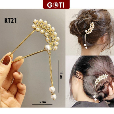 GOTI Trâm Cài Tóc Đơn Giản Đính Hạt 7 Màu Cao Cấp Cho Trung Niên, Quý Bà , Tặng Mẹ , Người Già KT20-KT24