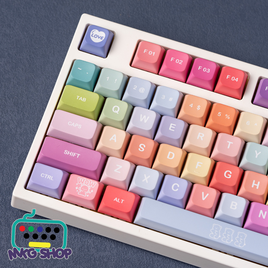 Keycap Gummy Bear nhựa PBT dyesub, 133 nút bàn phím cơ rẻ đẹp XDA profile