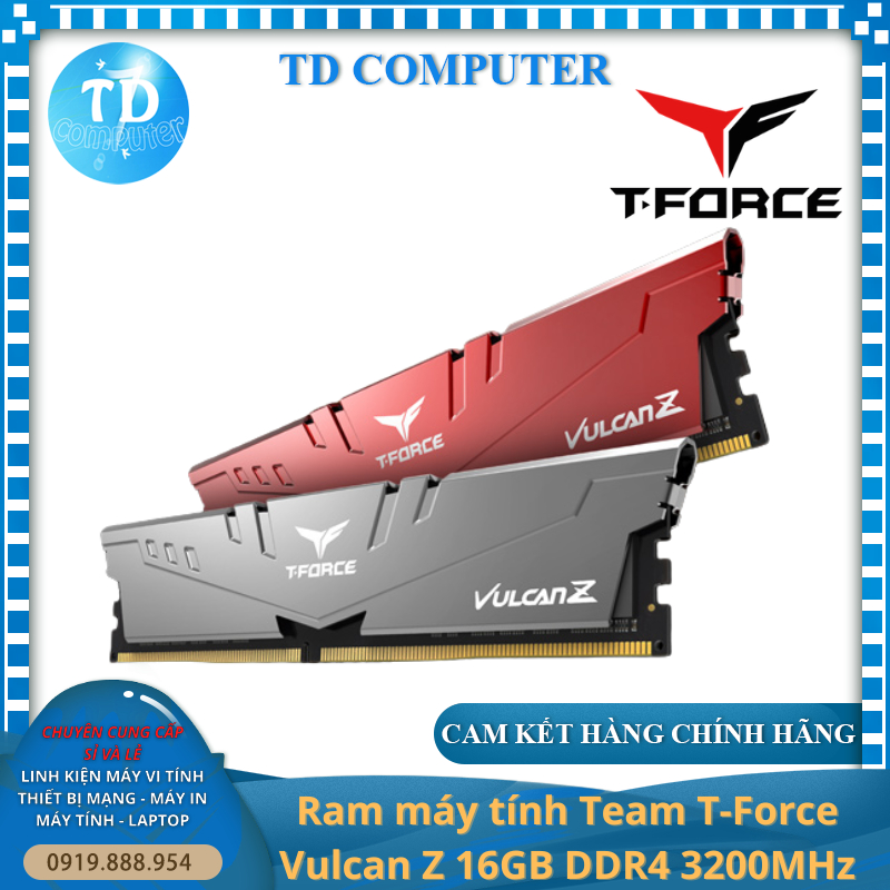 Ram máy tính Team T-Force Vulcan Z 16GB DDR4 3200MHz Tản dày - Hàng chính hãng Viễn Sơn phân phối