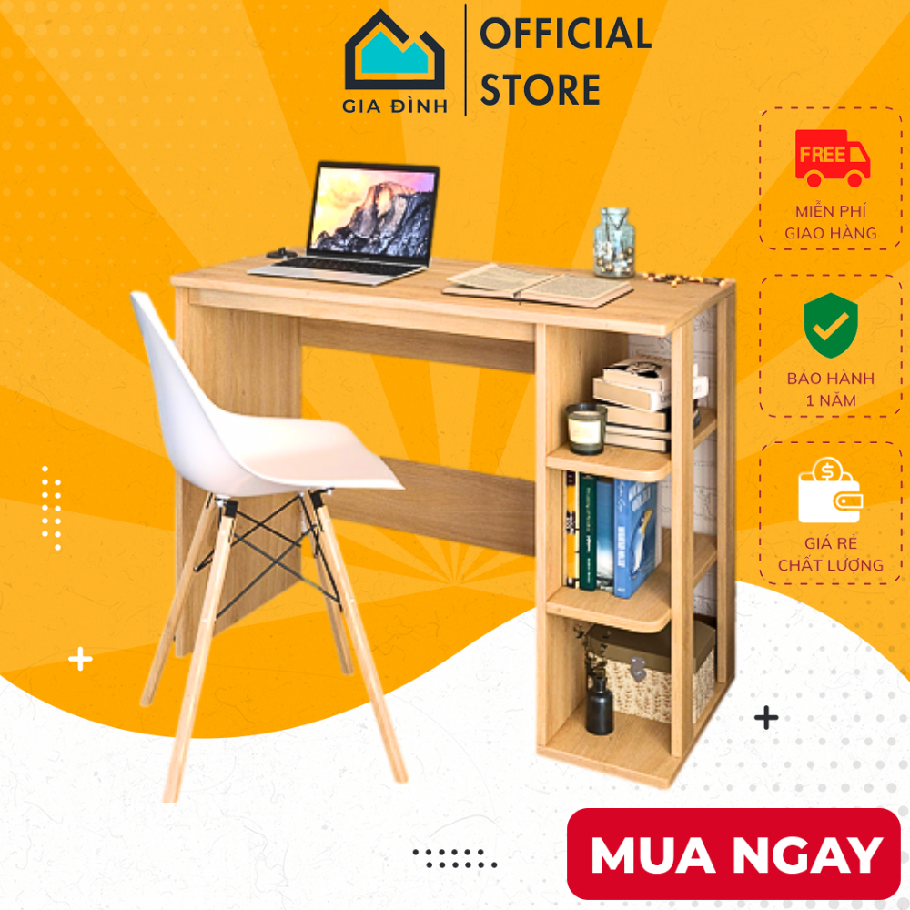 Bàn Học Đa Năng Để Laptop Máy Tính, Bàn Làm Việc, Gaming Có Kệ 3 Tầng Để Đồ Thông Minh Gọn Gàng Phong Cách Hiện Đại
