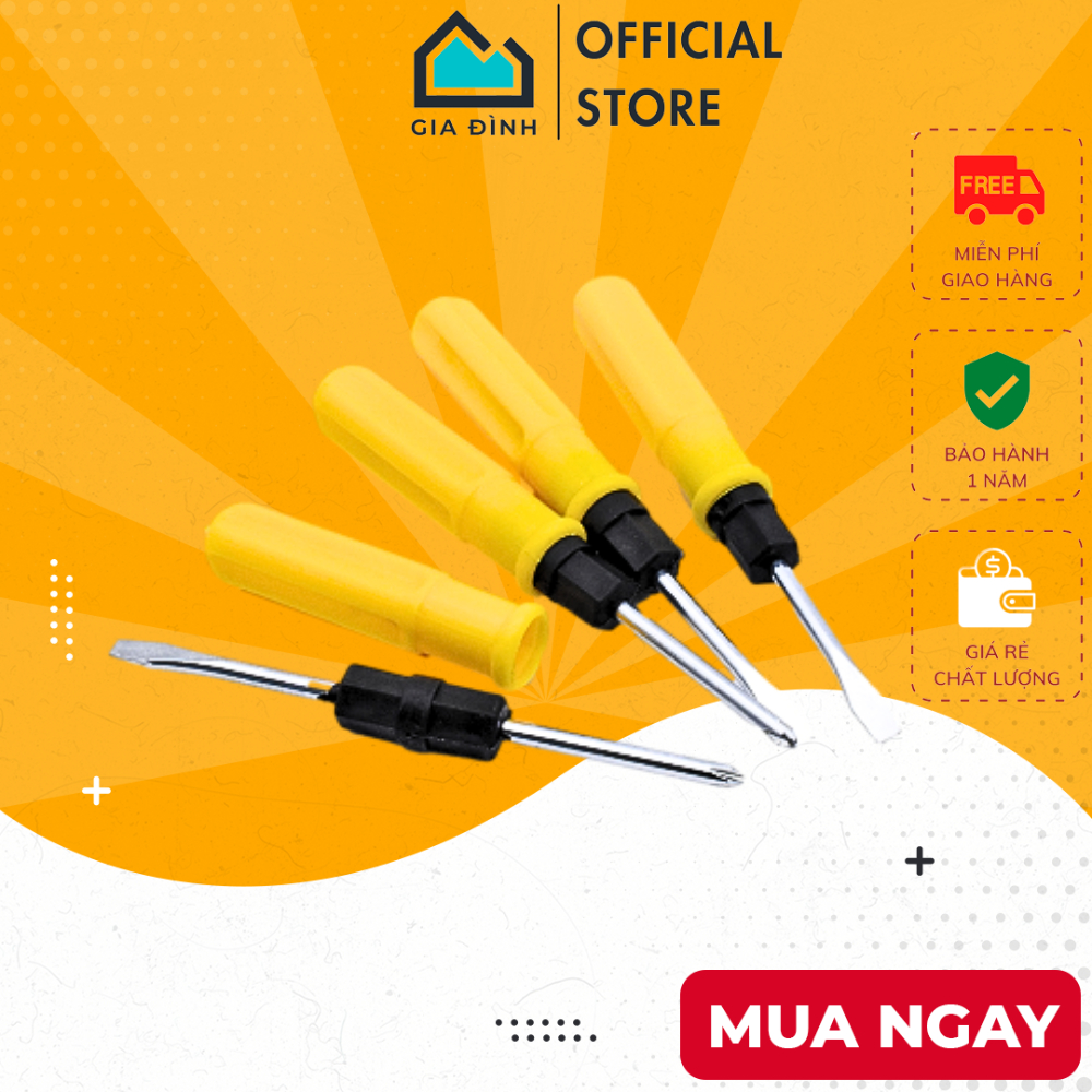 Tua vít 2 đầu đa năng, tô vít mini tua vít nhí nhỏ gọn đầu 3 li 75mm mũi dẹt hoặc mũi chữ thập tuốc nơ vít