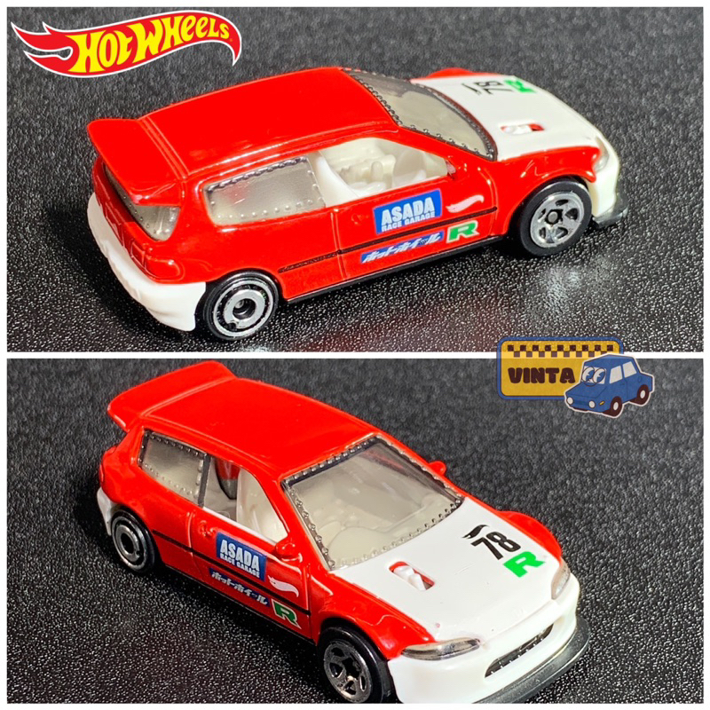 Xe mô hình Hot Wheels Loose HONDA CIVIC CUSTOM - Red - tỉ lệ 1:64