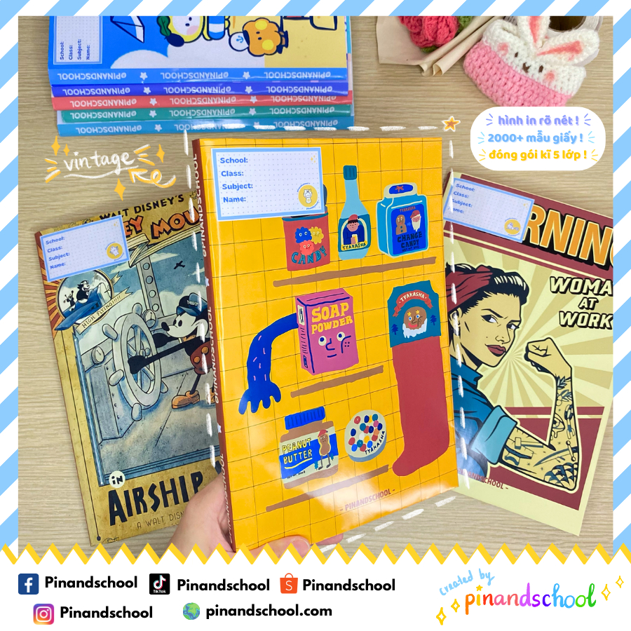 Giấy Giấy Bao Tập Phong Cách Retro Vintage - Giấy bóng dày chất lượng, hình in rõ nét tươi tắn | Pinandschool