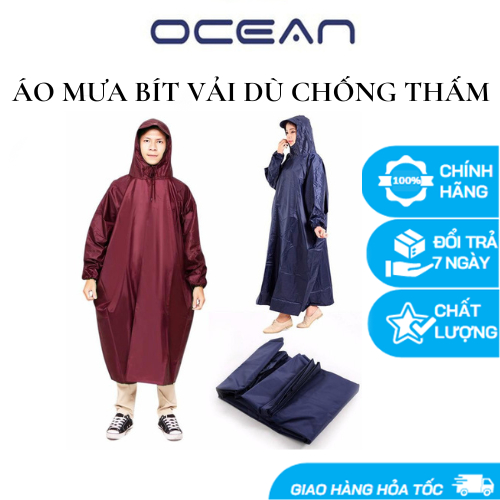 Áo mưa Bít kín người vải dù OCEAN màu sắc trang nhã chống nước, chống thấm