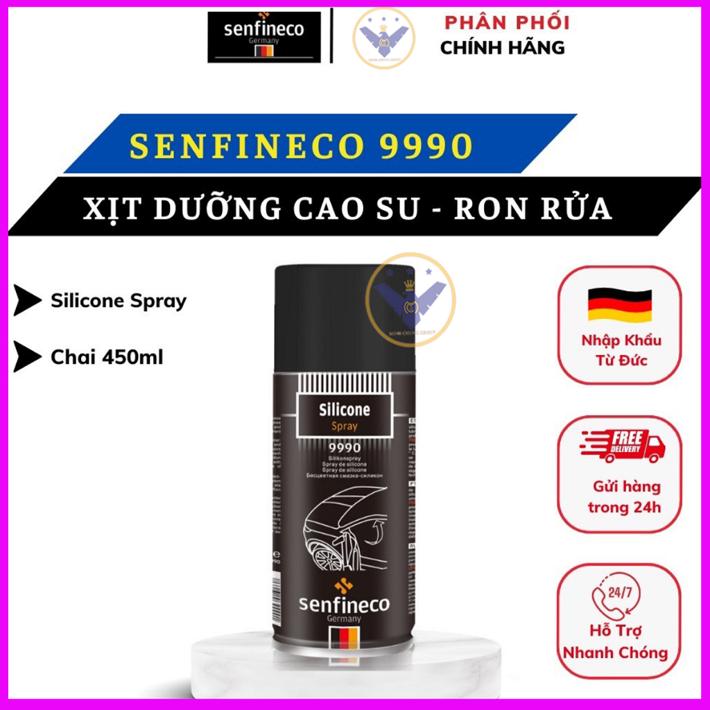 Xịt dưỡng làm mềm ron cao su Senfineco 9990 Silicone Spray chai 450ml