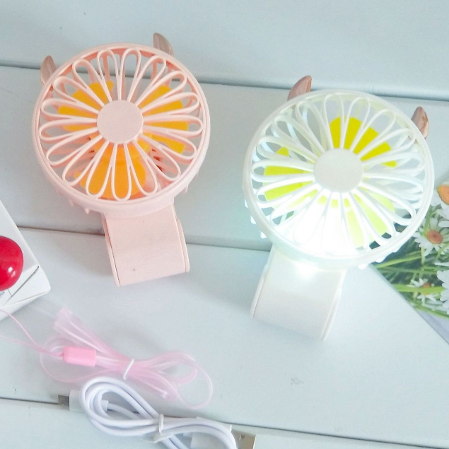 Quạt Tích Điện Mini Cầm Tay Gấp Gọn Có Đèn Led NO.LQ202