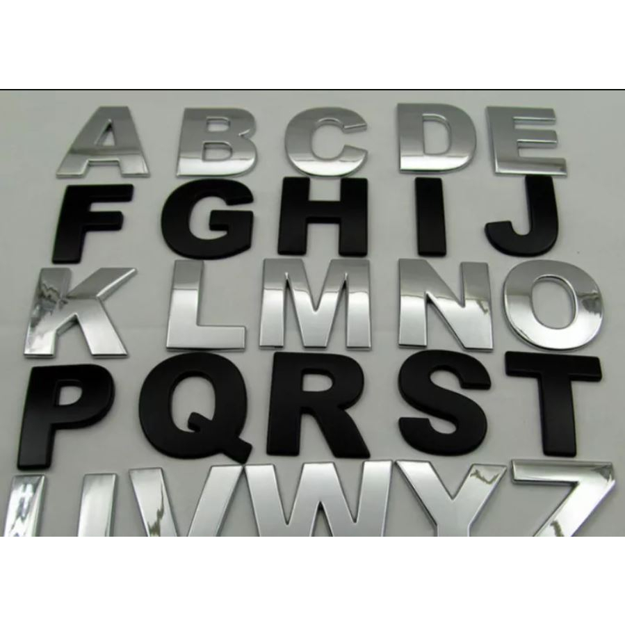 Chữ Và Số Kim Loại Trang Trí Xe Ô Tô - Chữ Nổi Có Kèm Theo Keo 3M Dán Xe Hơi